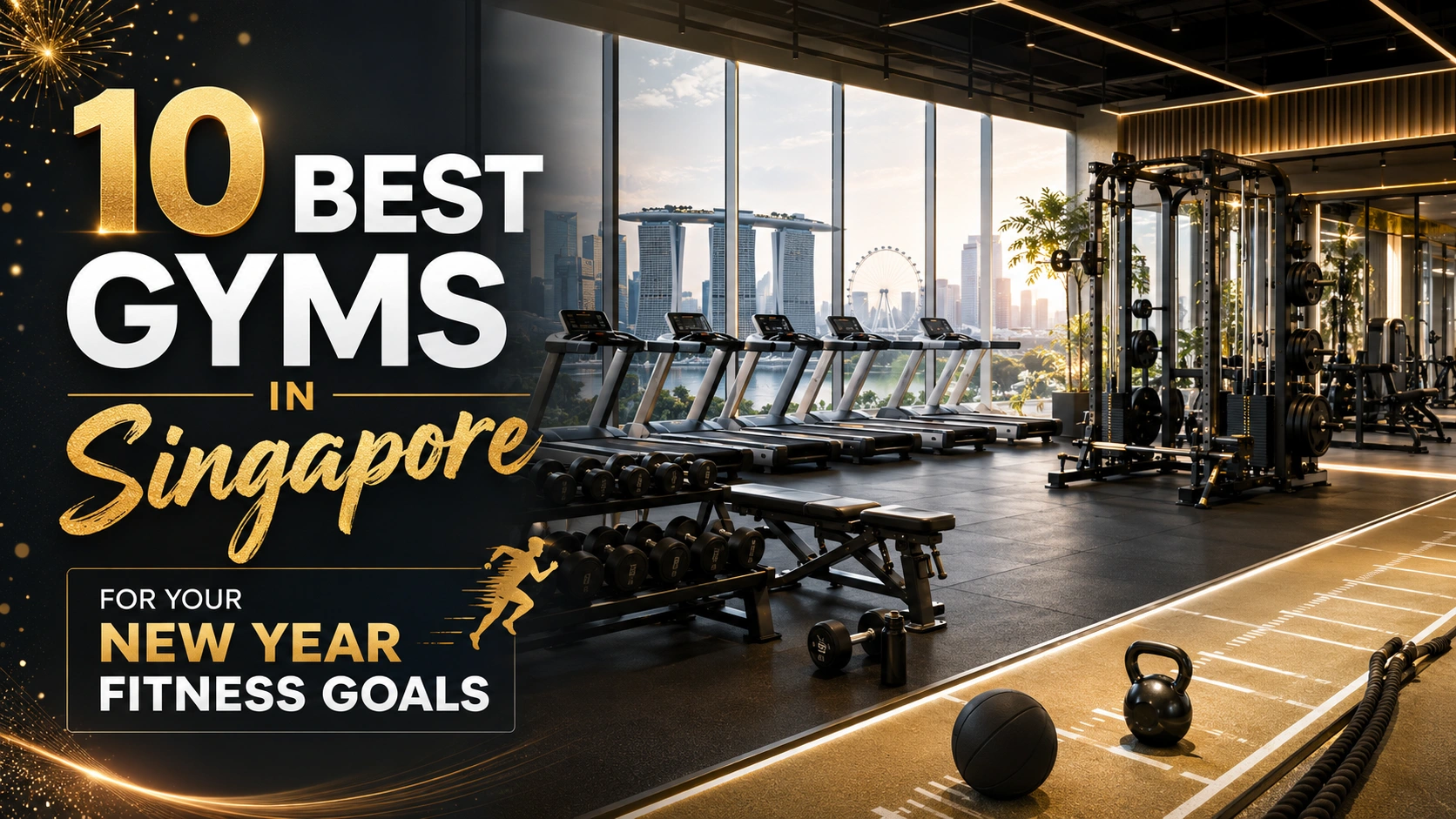 Singapore professional working out at a modern gym during a New Year fitness journey