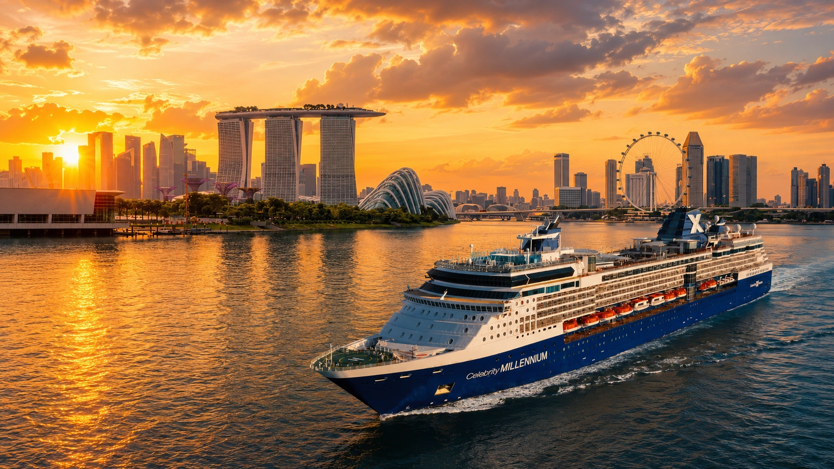 Celebrity Millennium cruise ship on Southeast Asia itinerary sailing from Singapore to Bali Thailand