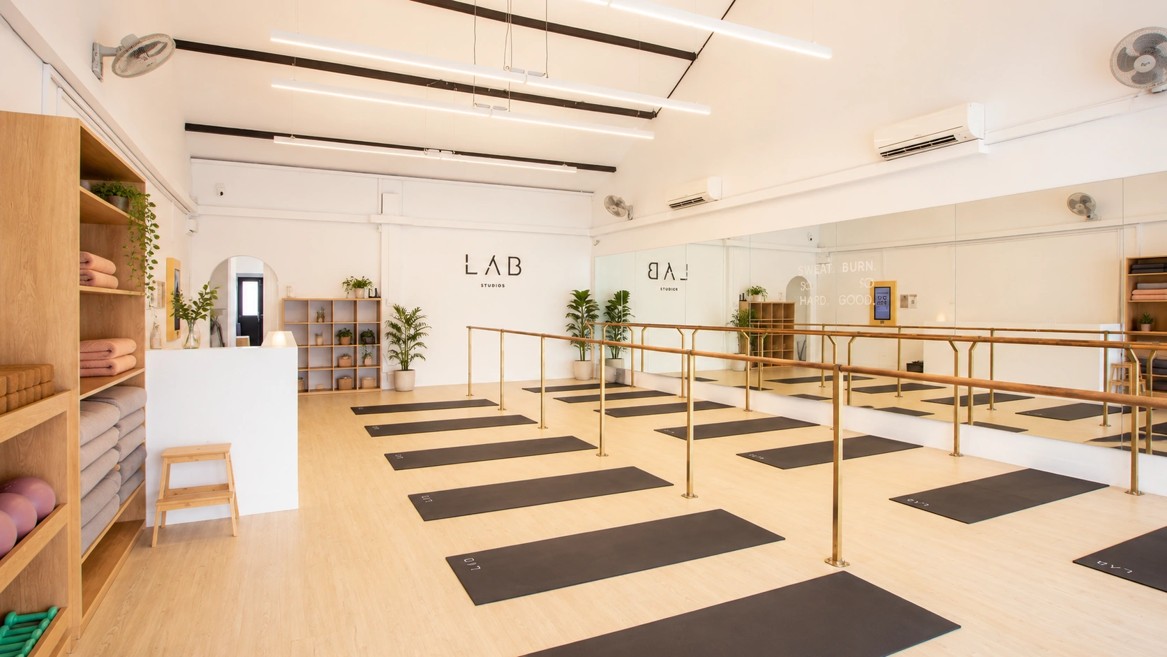 Lab Studios Singapore yoga Pilates and barre class with members training